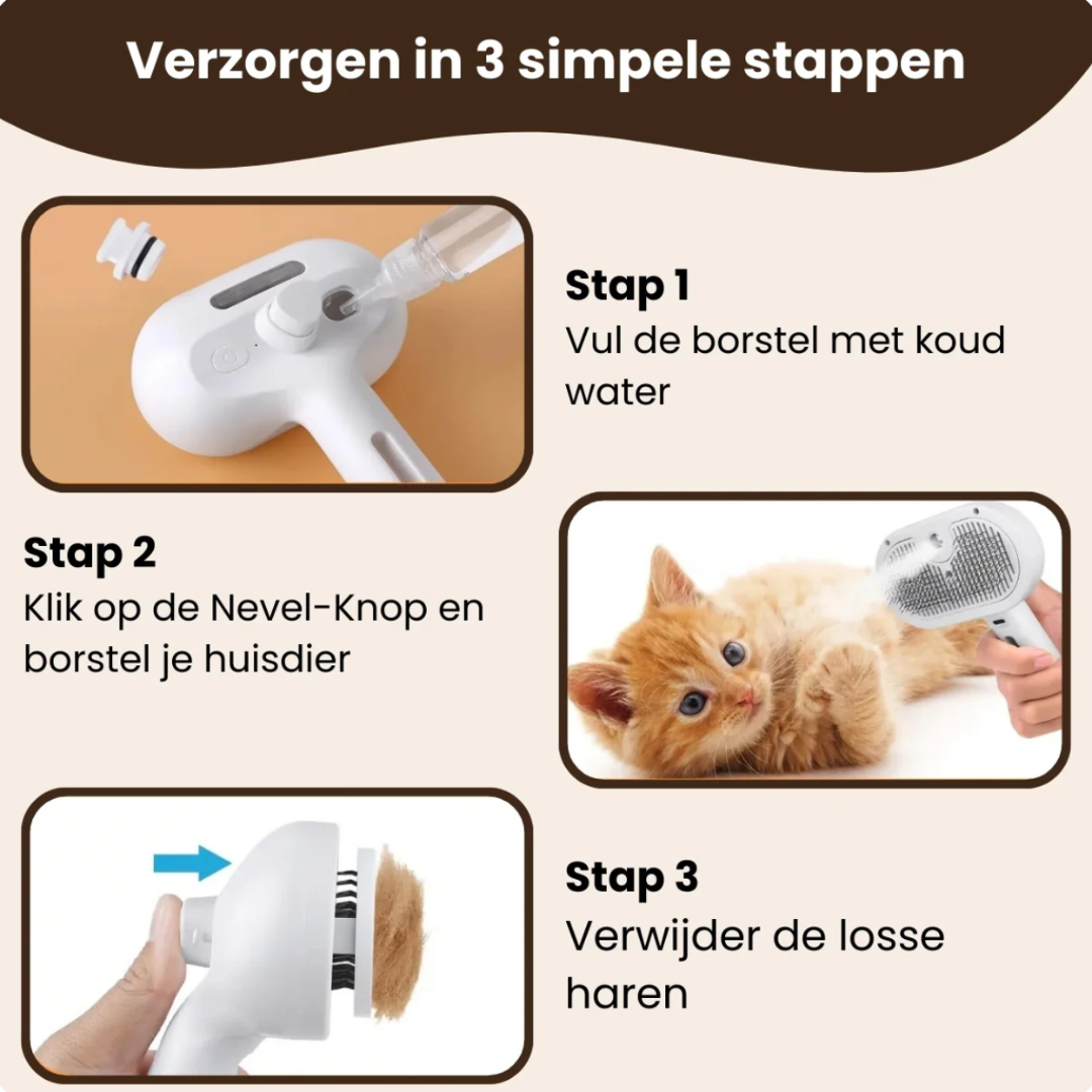 FurEase™ Zelfreinigende Huisdierborstel – Voor Hond & Kat